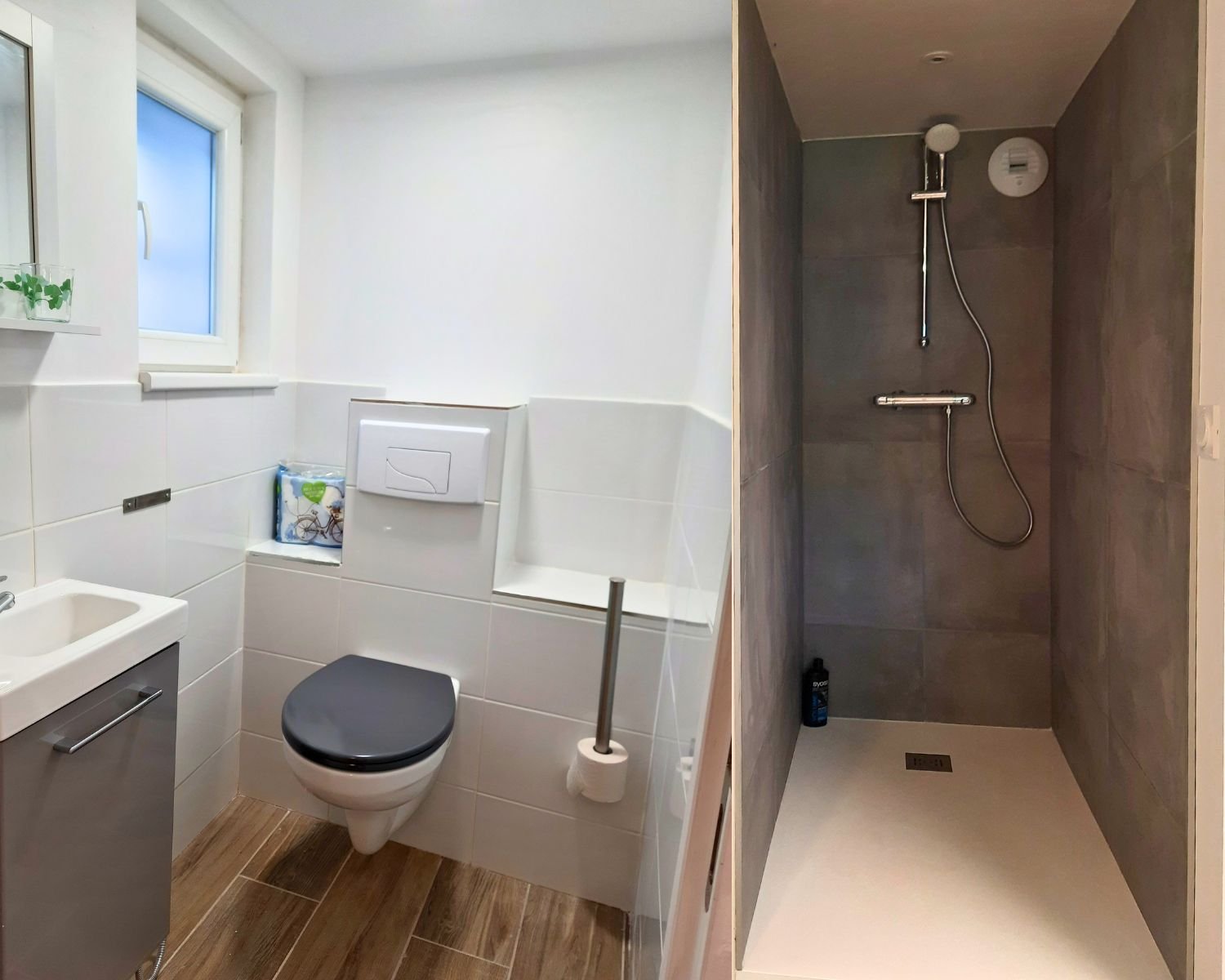 Toilettes et douche du studio meublé à Metz